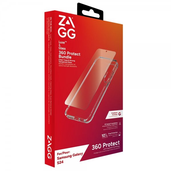 ZAGG Samsung Galaxy S24 Cover og Skærmbeskytter Luxe & Glass 360 Protect Bundle