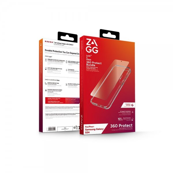 ZAGG Samsung Galaxy S24 Cover og Skærmbeskytter Luxe & Glass 360 Protect Bundle