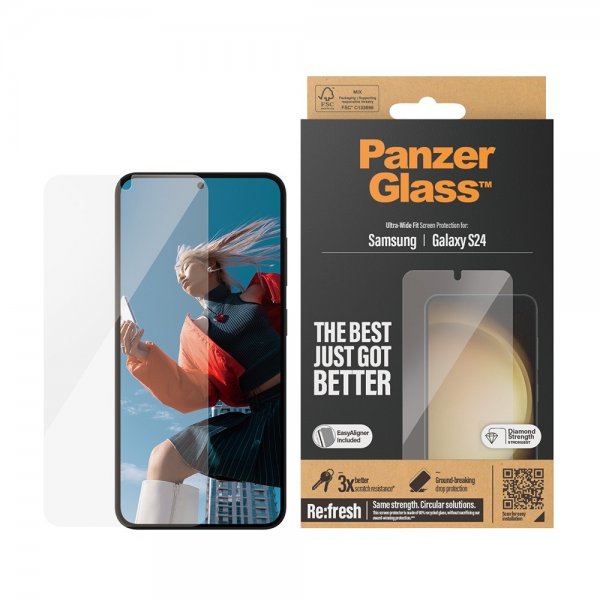 PanzerGlass Samsung Galaxy S24 Skærmbeskyttelse Ultra-Wide Fit EasyAligner