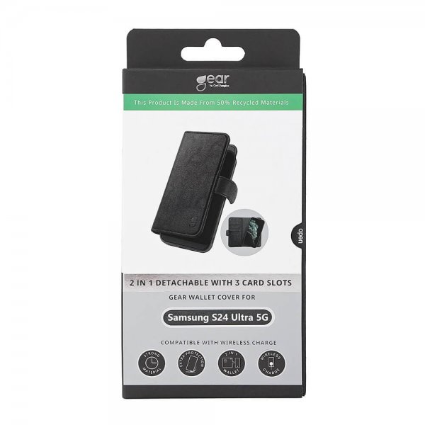 Gear Samsung Galaxy S24 Ultra Cover 3 Kortpladser Aftagelig Skal Sort