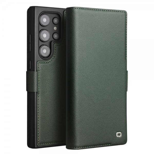 Qialino Samsung Galaxy S24 Ultra Cover Ægte Læder Grøn