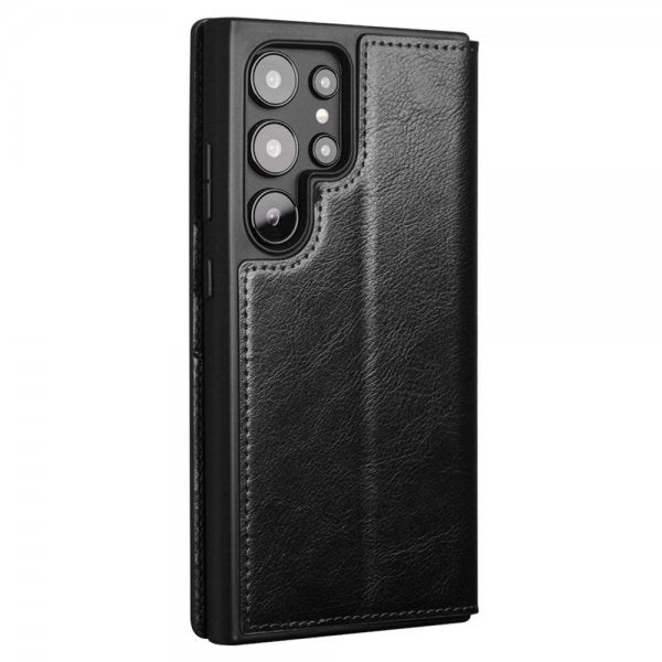 Qialino Samsung Galaxy S24 Ultra Cover Ægte Læder Sort