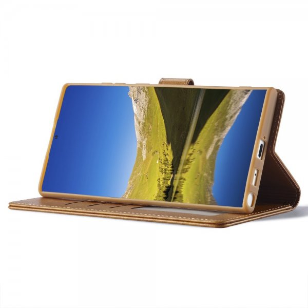 Lc.Imeeke Samsung Galaxy S24 Ultra Cover med Kortlomme Kickstand Lysbrun
