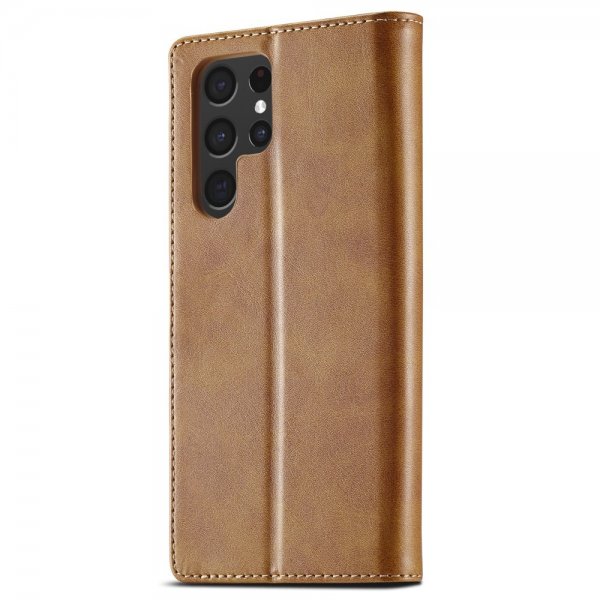 Lc.Imeeke Samsung Galaxy S24 Ultra Cover med Kortlomme Kickstand Lysbrun