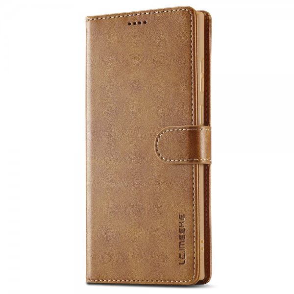 Lc.Imeeke Samsung Galaxy S24 Ultra Cover med Kortlomme Kickstand Lysbrun