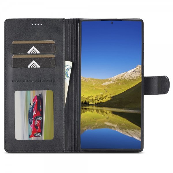 Lc.Imeeke Samsung Galaxy S24 Ultra Cover med Kortlomme og Standfunktion Sort
