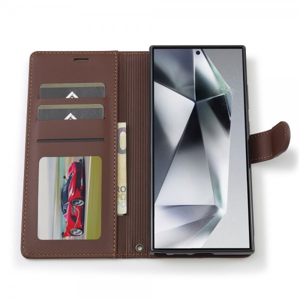 Lc.Imeeke Samsung Galaxy S24 Ultra Cover med aftageligt etui L2 Series MagSafe Brun