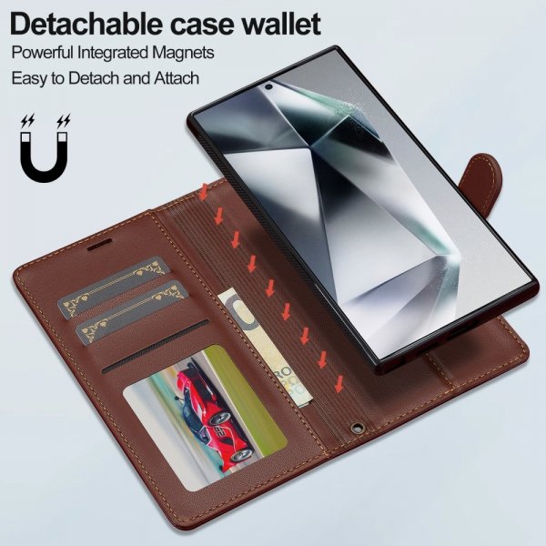 Lc.Imeeke Samsung Galaxy S24 Ultra Cover med aftageligt etui L2 Series MagSafe Brun