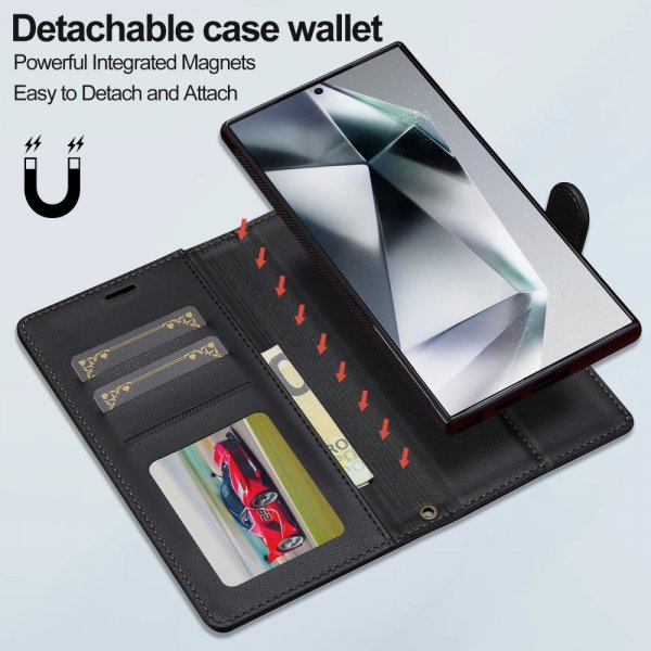 Lc.Imeeke Samsung Galaxy S24 Ultra Etui med Aftageligt Cover L2 Series MagSafe Sort