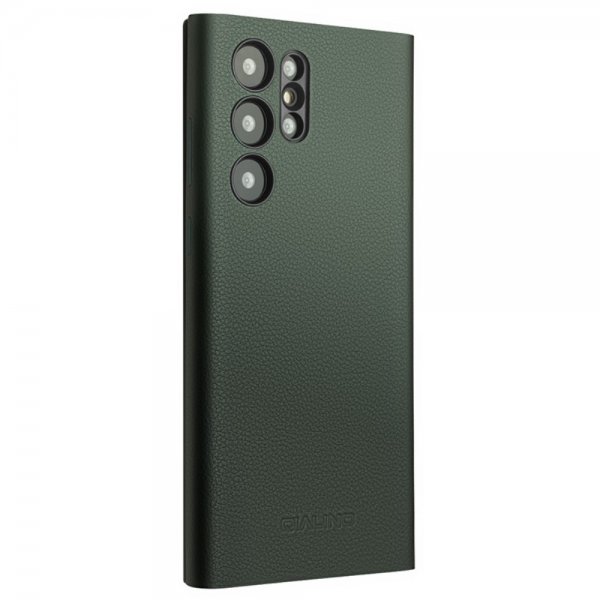 Qialino Samsung Galaxy S24 Ultra Etui View Window Ægte læder Grøn