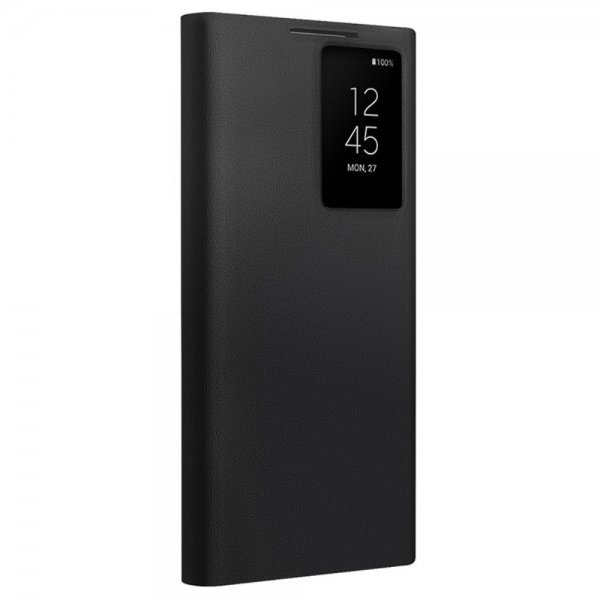 Qialino Samsung Galaxy S24 Ultra Etui View Window Ægte Læder Sort