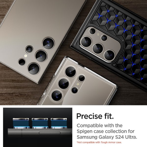 Spigen Samsung Galaxy S24 Ultra Kamerabeskyttelse GLAS.tR EZ Fit Optik Pro 2-pak Grå