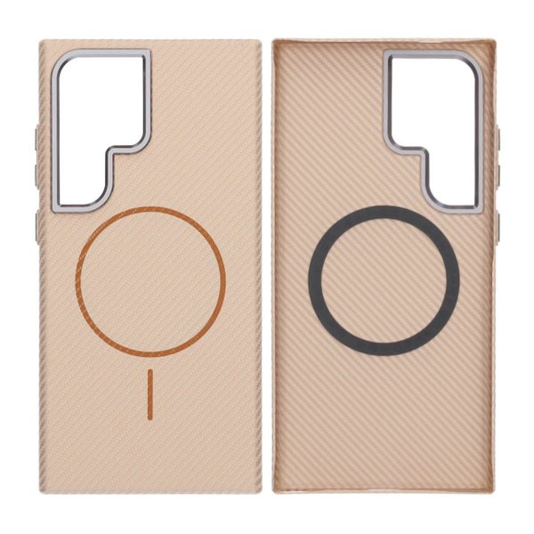 Samsung Galaxy S24 Ultra Cover Kulfibermønster MagSafe Guld