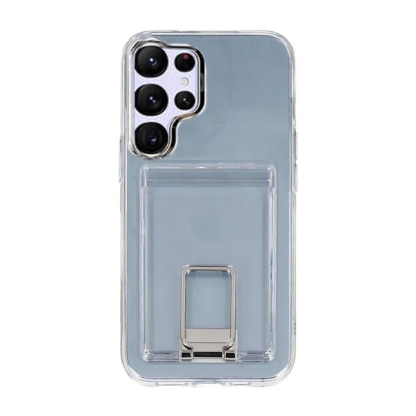 Rvelon Samsung Galaxy S24 Ultra Cover med Stativ Kreditkortholder Gennemsigtig
