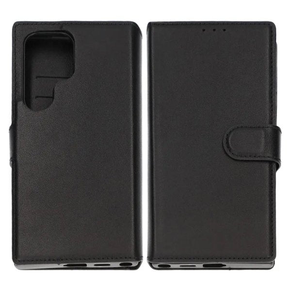 Rvelon Samsung Galaxy S24 Ultra Etui Ægte Læder Kortlomme Sort
