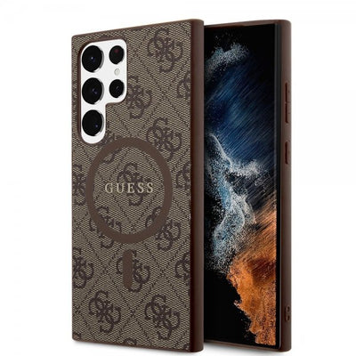 Guess Samsung Galaxy S24 Ultra Cover 4G Pattern MagSafe Brun