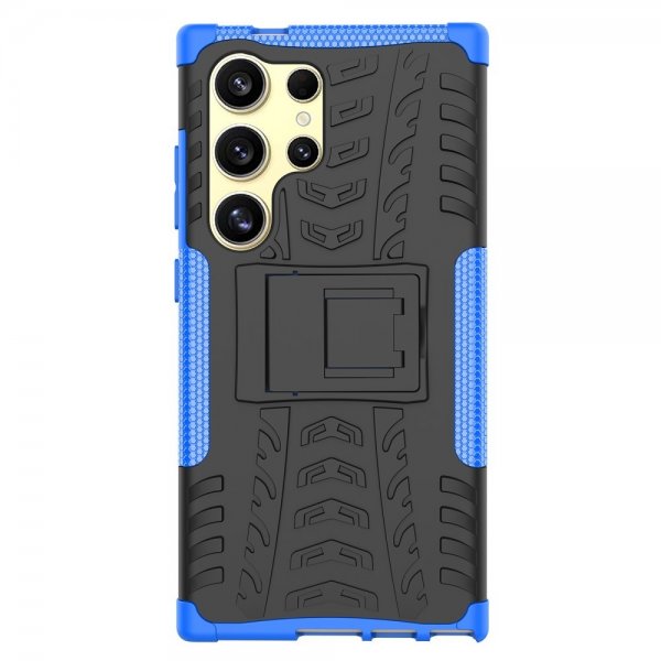 Samsung Galaxy S24 Ultra Cover Dækmønster Stativfunktion Blå