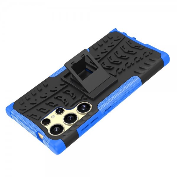 Samsung Galaxy S24 Ultra Cover Dækmønster Stativfunktion Blå