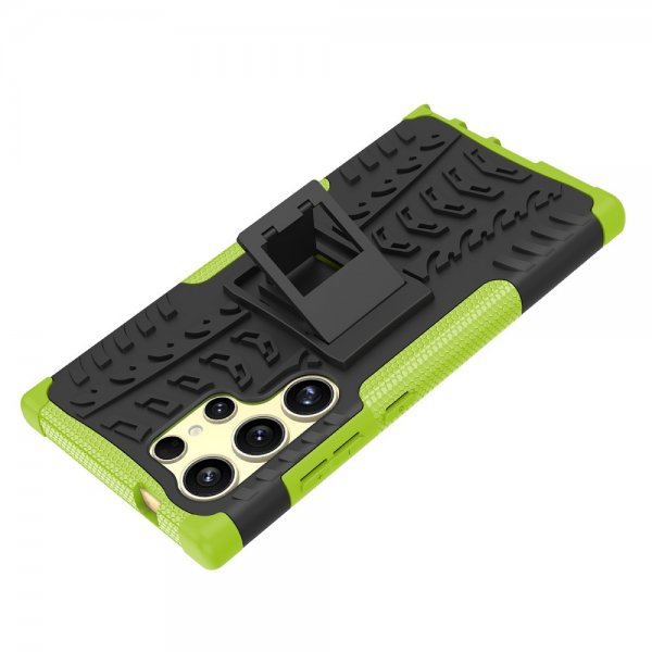 Samsung Galaxy S24 Ultra Cover Dækmønster Stativfunktion Grøn