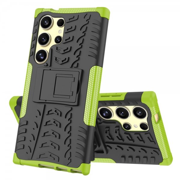 Samsung Galaxy S24 Ultra Cover Dækmønster Stativfunktion Grøn