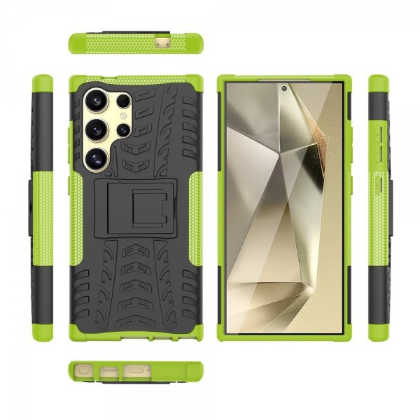 Samsung Galaxy S24 Ultra Cover Dækmønster Stativfunktion Grøn