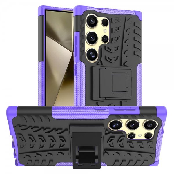 Samsung Galaxy S24 Ultra Cover Dækmønster Stativfunktion Lilla