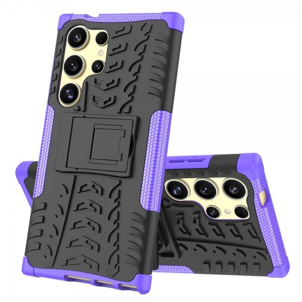 Samsung Galaxy S24 Ultra Cover Dækmønster Stativfunktion Lilla