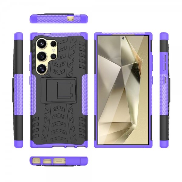 Samsung Galaxy S24 Ultra Cover Dækmønster Stativfunktion Lilla