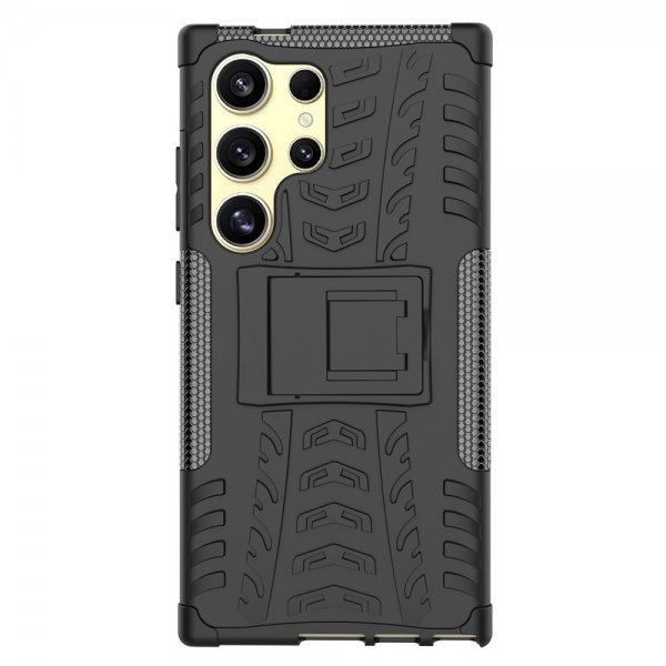 Samsung Galaxy S24 Ultra Cover Dækmønster Stativfunktion Sort