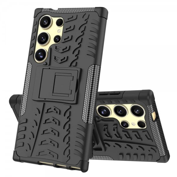 Samsung Galaxy S24 Ultra Cover Dækmønster Stativfunktion Sort