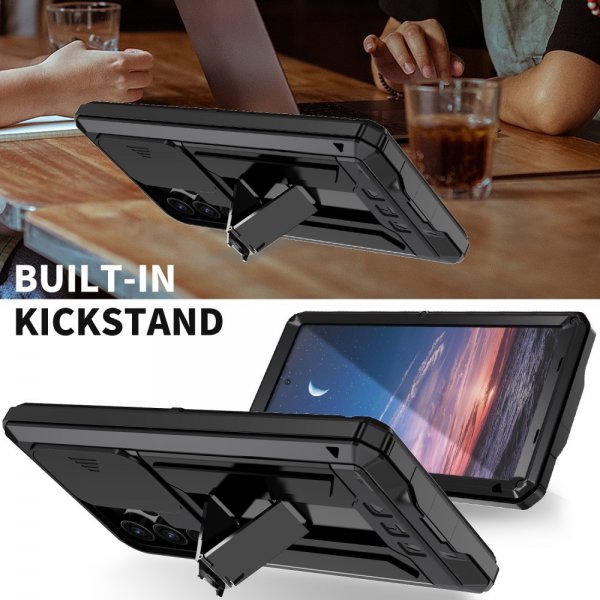 R-JUST Samsung Galaxy S24 Ultra Cover Metal Stødsikker Kamerabeskyttelse Sort