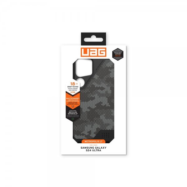 Urban Armor Gear (UAG) Samsung Galaxy S24 Ultra Cover Metropolis LT MagSafe Micro Hex Camo Graphite