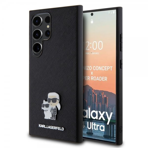 Karl Lagerfeld Samsung Galaxy S24 Ultra Cover Saffiano Karl & Choupette Sort