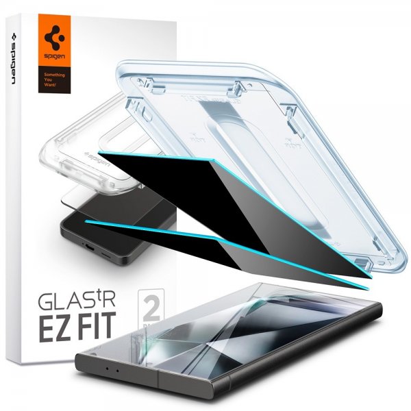 Spigen Samsung Galaxy S24 Ultra Skærmbeskytter GLAS.tR EZ Fit Privacy 2-pak