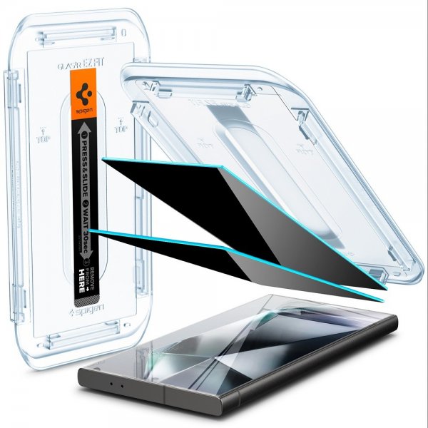 Spigen Samsung Galaxy S24 Ultra Skærmbeskytter GLAS.tR EZ Fit Privacy 2-pak