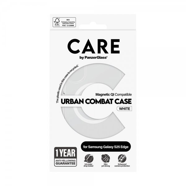 CARE by PanzerGlass Samsung Galaxy S25 Edge Cover Urban Combat MagSafe Hvid