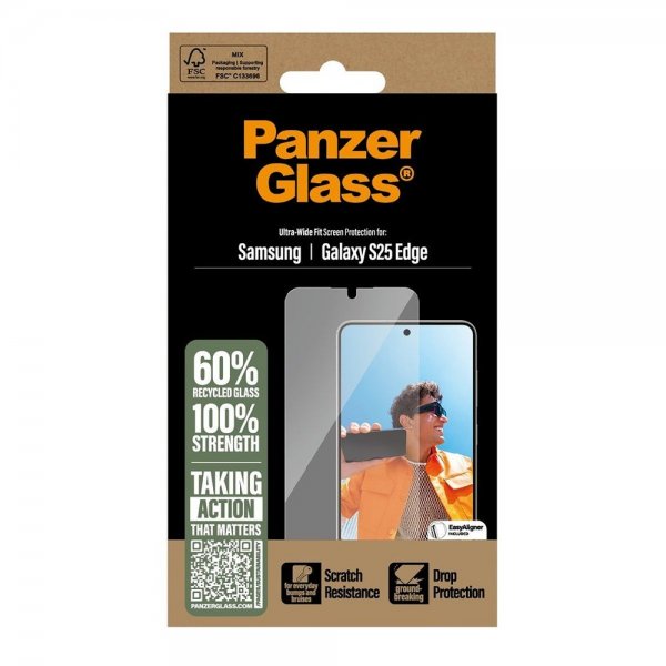PanzerGlass Samsung Galaxy S25 Edge Skærmbeskyttelse Ultra-Wide Fit EasyAligner