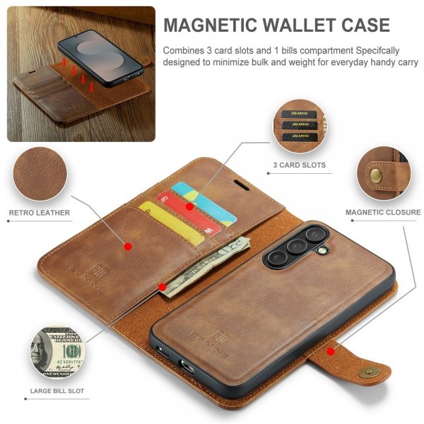 Dg.Ming Samsung Galaxy S25 FE Etui med Aftageligt Cover Brun