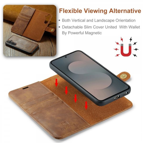 Dg.Ming Samsung Galaxy S25 FE Etui med Aftageligt Cover Brun