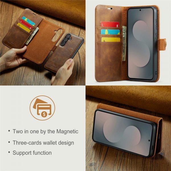 Dg.Ming Samsung Galaxy S25 FE Etui med Aftageligt Cover Brun