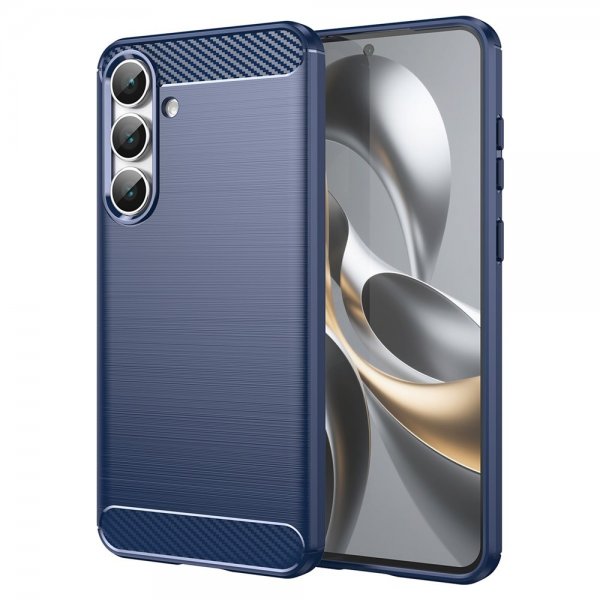 Samsung Galaxy S25 FE Cover Børstet Kulfibertekstur Blå
