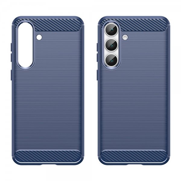 Samsung Galaxy S25 FE Cover Børstet Kulfibertekstur Blå