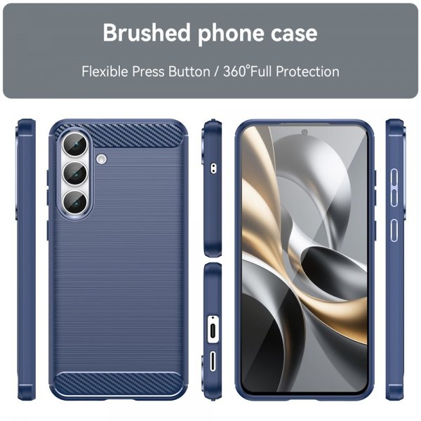 Samsung Galaxy S25 FE Cover Børstet Kulfibertekstur Blå