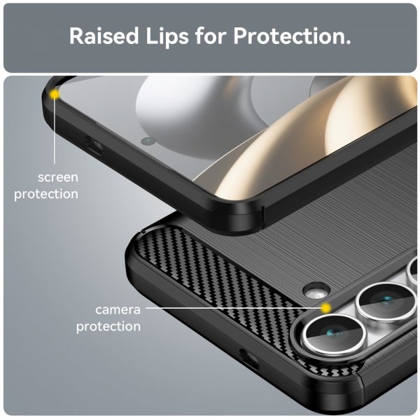 Samsung Galaxy S25 FE Cover Børstet Kulfiber Tekstur Sort