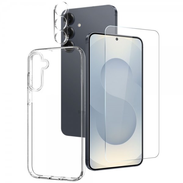 Northjo Samsung Galaxy S25 FE Cover med Skærmbeskyttelse og Kamerabeskyttelse 3-i-1