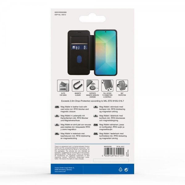Vivanco Samsung Galaxy S25 Etui Mag Wallet Sort