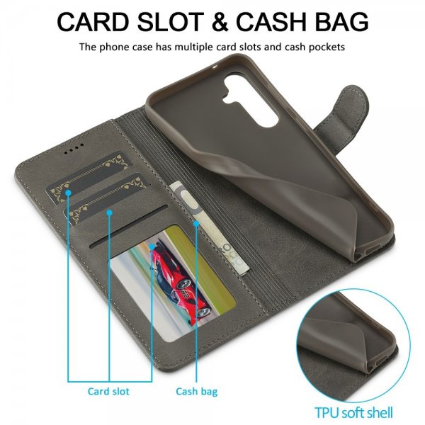 Lc.Imeeke Samsung Galaxy S25 Cover med Kortrum Stativfunktion Grå