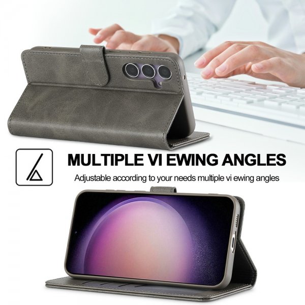 Lc.Imeeke Samsung Galaxy S25 Cover med Kortrum Stativfunktion Grå