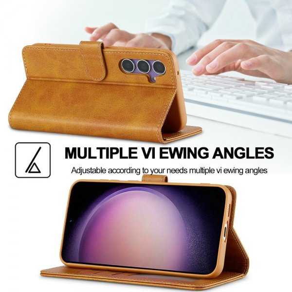 Lc.Imeeke Samsung Galaxy S25 Etui med Kortlomme Standfunktion Lysebrun