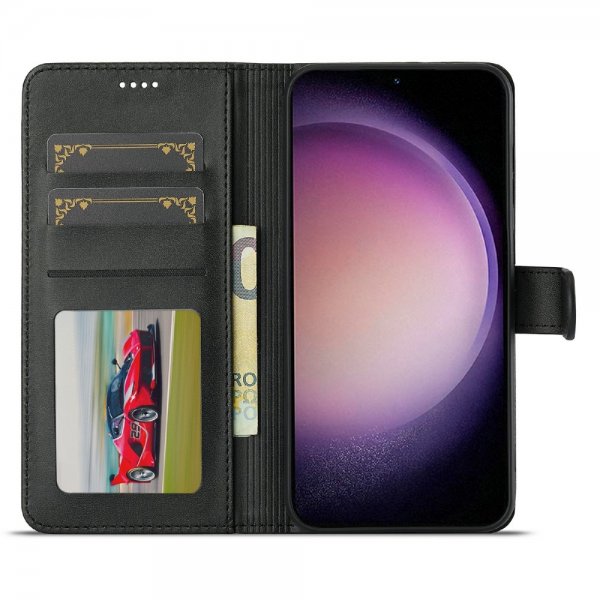 Lc.Imeeke Samsung Galaxy S25 Cover med Kortrum Kickstand Sort